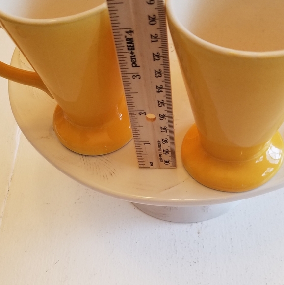 Set of 5 Made in Romania Yellow Glazed Mugs Coffee Tea Cups Conical Feet Retro - Picture 10 of 11